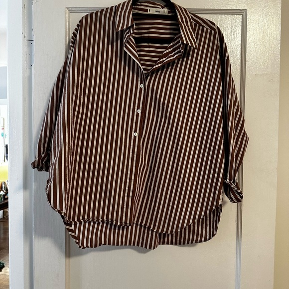 Mango Tops - Mango Brown and White Striped Blouse